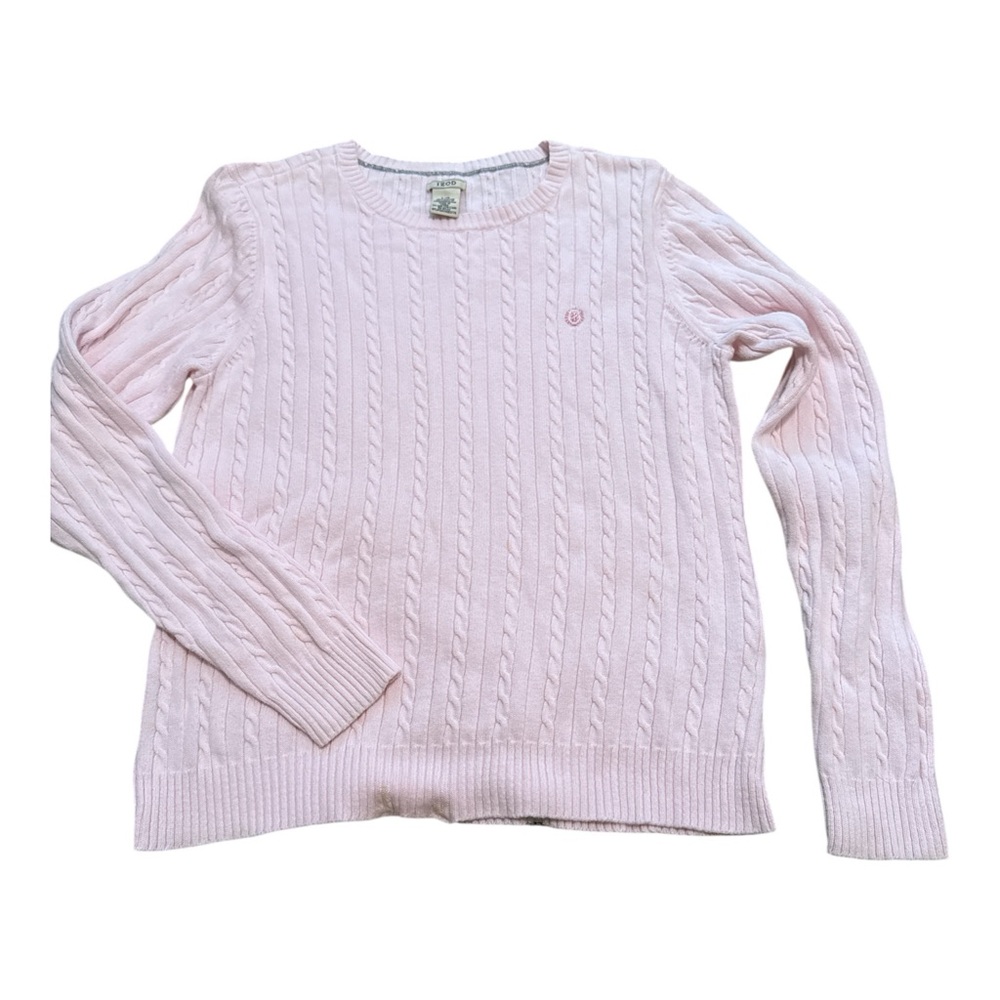Izod Pink Cable Knit Sweater Large Soft Girl Prep Grandmillennial Classic